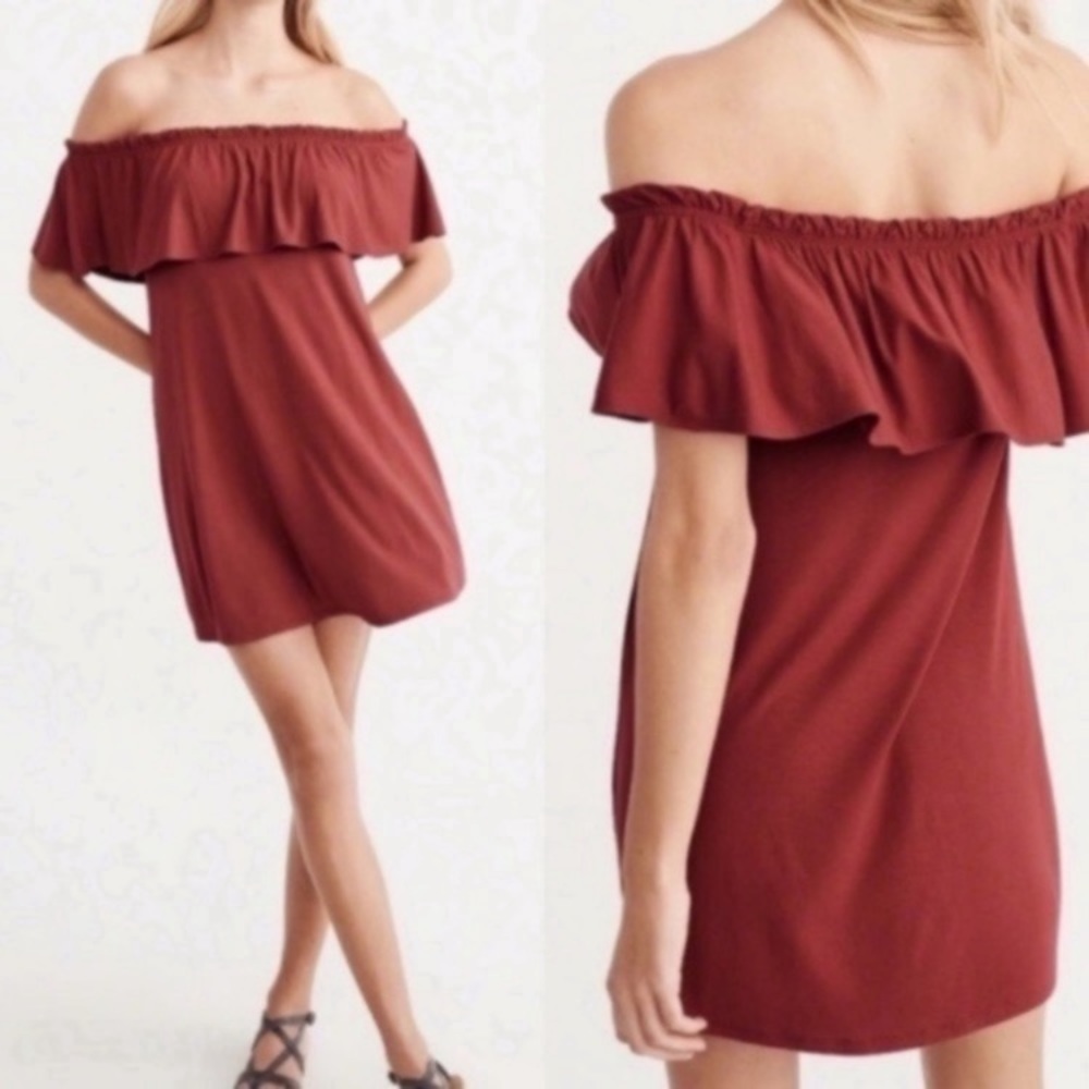 Abercrombie & Fitch Women’s Off The Shoulder Easy Ruffle Mini Dress Size XS